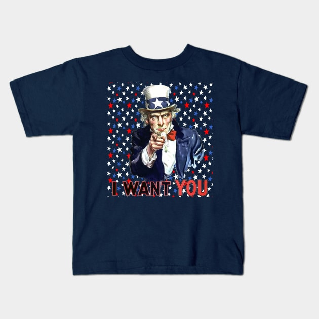 I Want You With Star Pattern Background Kids T-Shirt by taiche